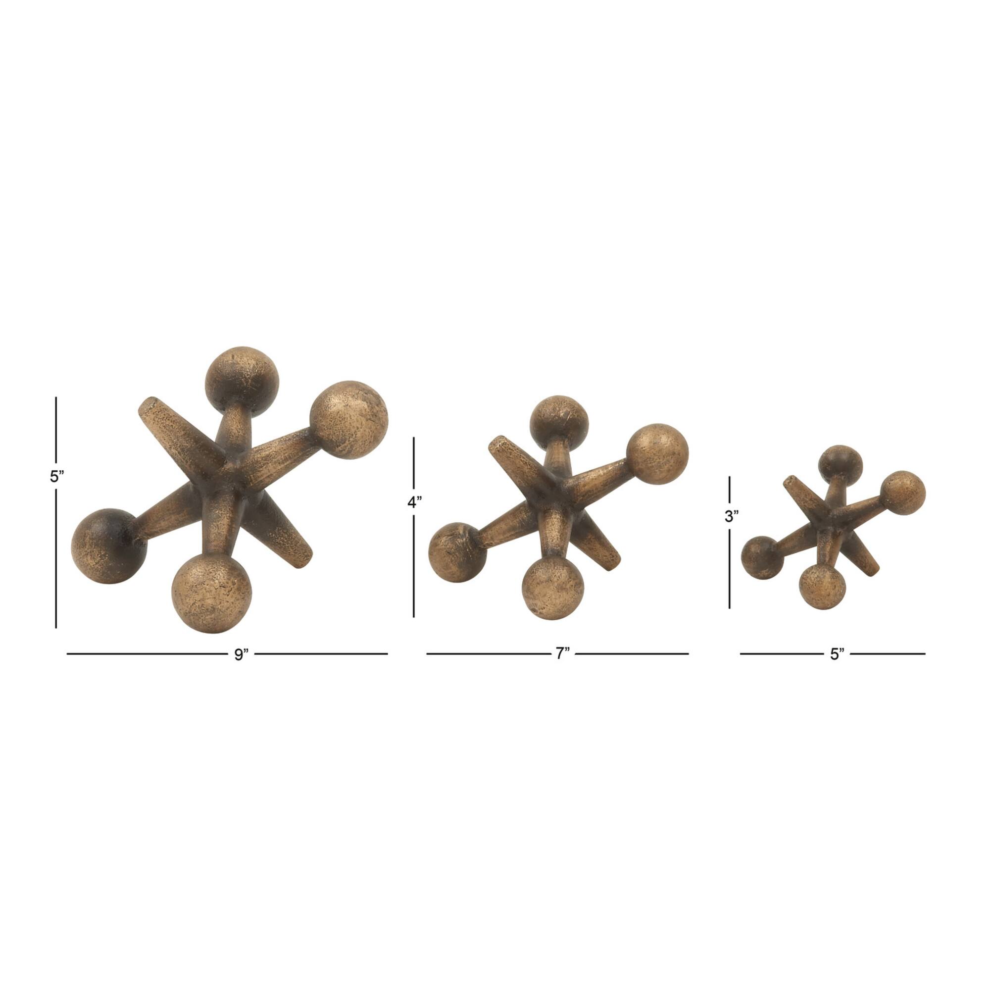 Gold Metal Modern Geometric Sculpture Set